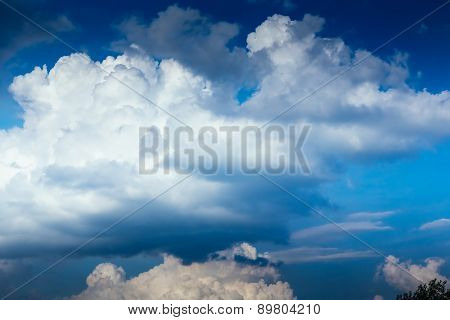 blue sky with clouds and sun cloudscape