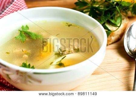 Soup With Meatballs And Egg