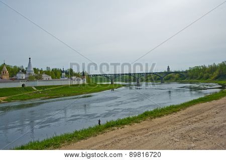 Summer, View Bird's Eye View Of The River And Houses