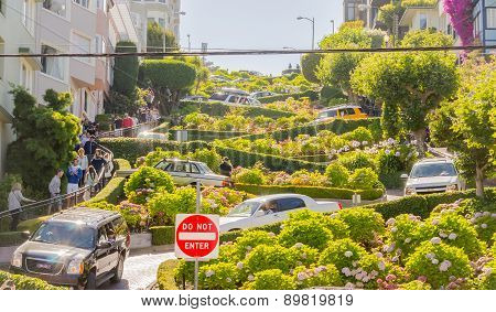 San Francisco - Aug 11 : View Of Lombard Street In San Francisco California On August 11 2012. The S
