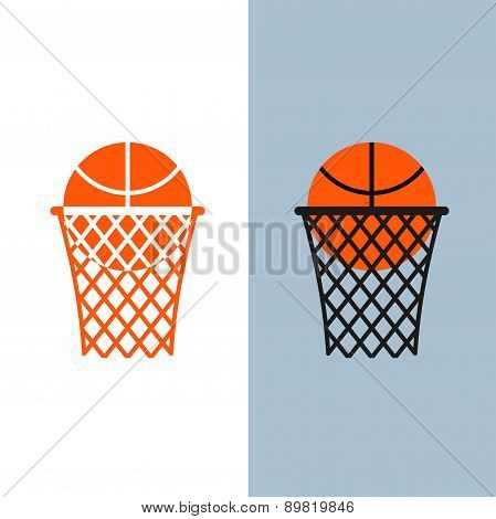 Basketball logo. Ball and  net for basketball games
