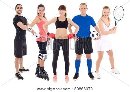 Different Sports Concept - Young People In Spotswear Isolated On White