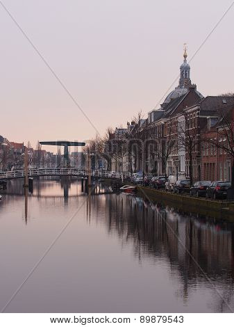 Marekerk church at dawn in Leiden