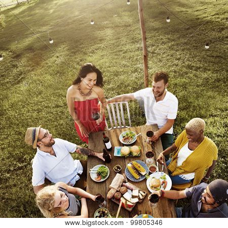 Diverse People Luncheon Outdoors Food Concept