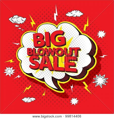 Big blowout sale pop up cartoon banner vector illustration