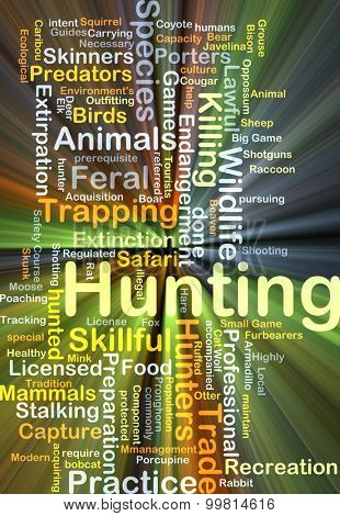 Background concept wordcloud illustration of hunting glowing light