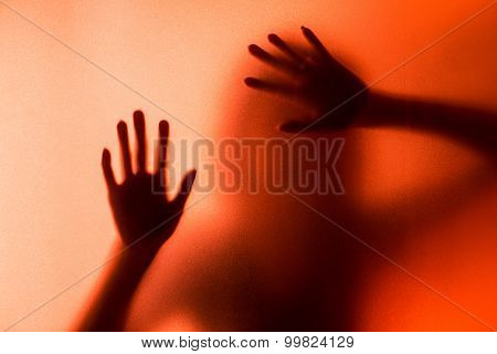 silhouette of action of a woman scream