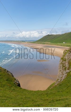 Rhossili beach The Gower peninsula near Swansea South Wales UK in summer