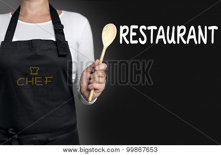 Yummy Cook Holding Wooden Spoon Background
