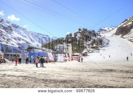 The Village Of Skiers On Glade Azau