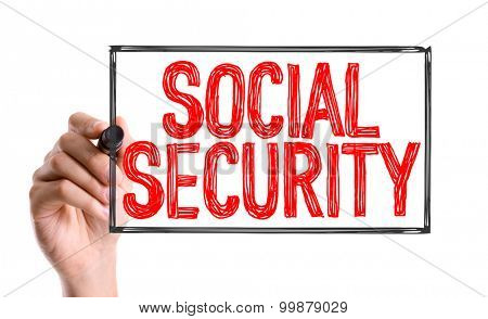 Hand with marker writing the word Social Security