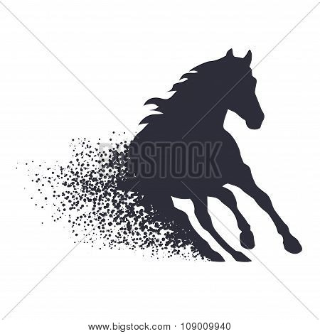 Running Horse In The Grunge Style