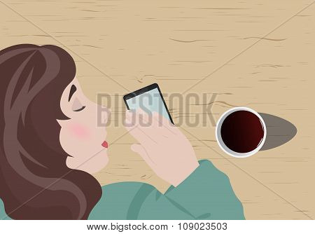 Girl Fell Asleep, Waiting For A Call From Her Boyfriend