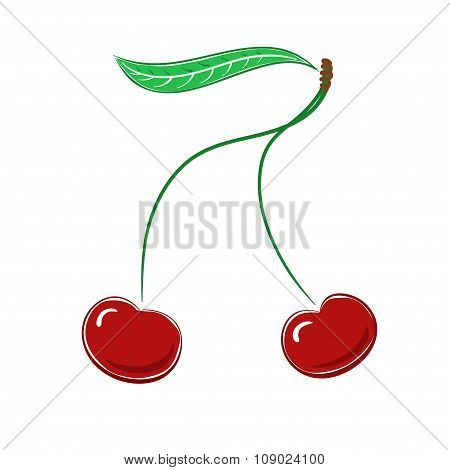 Shiny Cherries, Vector Illustration Isolated On White Background
