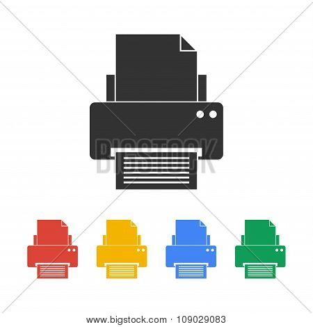 Print Icon. Flat Design Style
