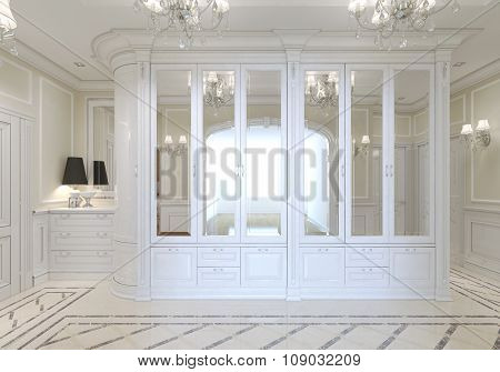 The Design Of The Hall In Art Nouveau Style In White Colors.