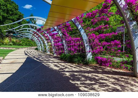 BRISBANE, AUS - NOV 18 2015: Path on a streets Beach in South Bank Parkland. It's inner-city man-made beach next to city center.