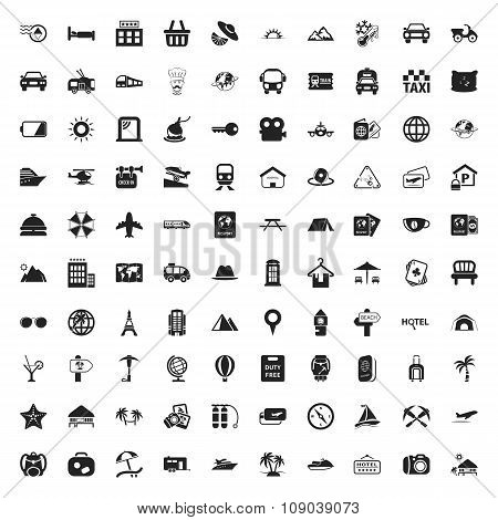Travel 100 Icons Set For Web