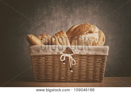 Retro Toned Bread In Basket