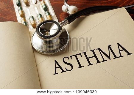 Book with diagnosis Asthma. Medic concept.