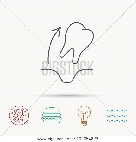 Tooth extraction icon. Dental paradontosis sign.