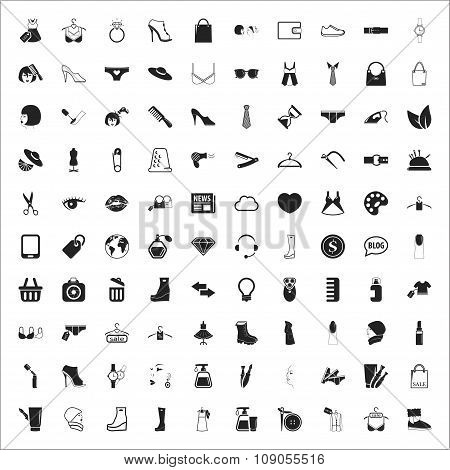 Fashion 100 Icons Universal Set For Web And Mobile