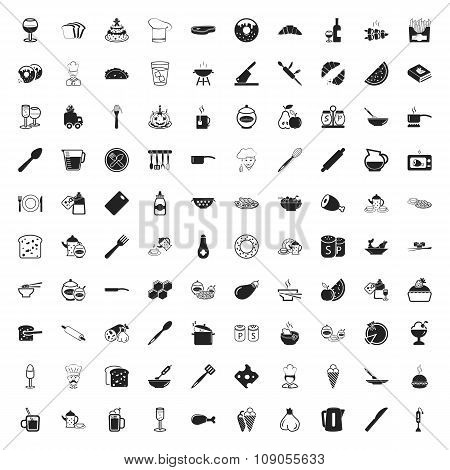 Kitchen 100 Icons Set For Web