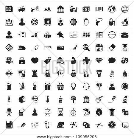 Business 100 Icons Universal Set For Web And Mobile Flat