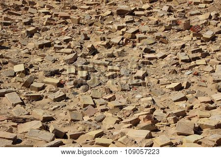 Birdseye On Clay Building Brick Tiles In Sand