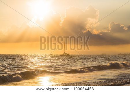 Golden Sunrise Over Ocean, Dominican Republic