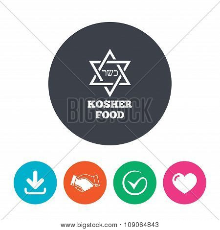 Kosher food product sign icon. Natural food.