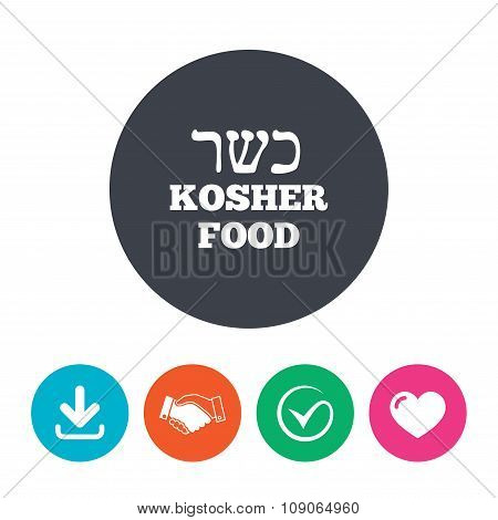 Kosher food product sign icon. Natural food.