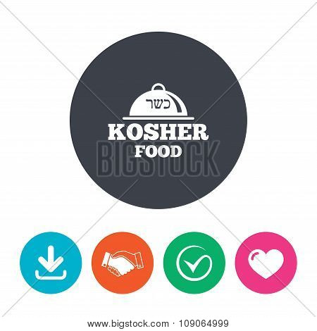 Kosher food product sign icon. Natural food.