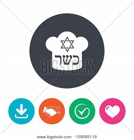 Kosher food product sign icon. Natural food.