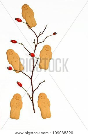 Christmas ginger man cakes on white background