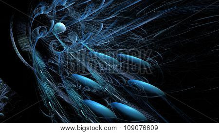 Blue Chaos Fractal 3D Abstract Art