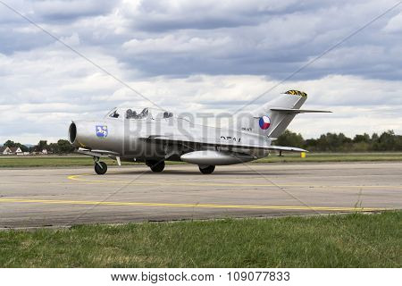 Hradec Kralove, Czech Republic - September 5: Jet Fighter Aircraft Mikoyan-gurevich Mig-15 Developed