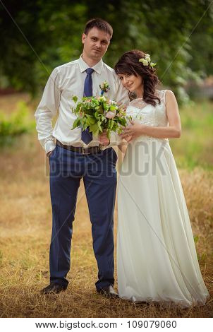 Bride and groom on their wedding day