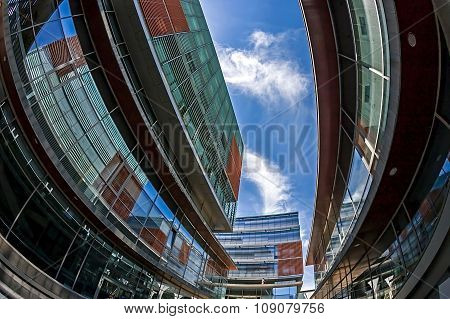 Fish Eye View With Business Buildings.timisoara, Romania