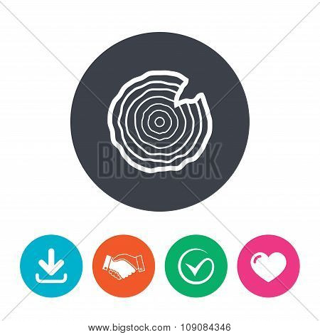 Wood sign icon. Tree growth rings.