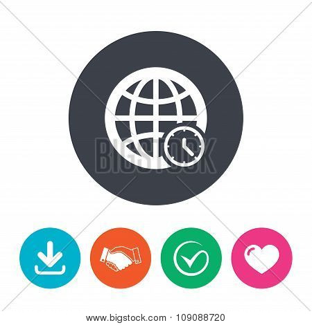 World time sign icon. Universal time symbol.