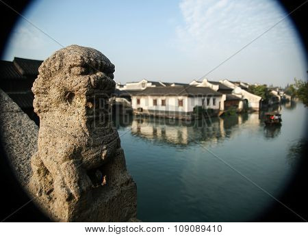 ancient town,Stone lion