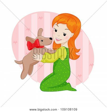 Girl and puppy