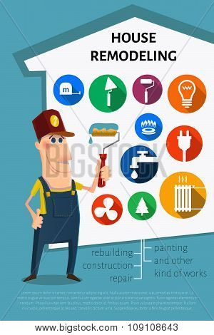 Cartoon painter character illustration