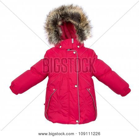 Childrens Women winter jacket isolated on white background.