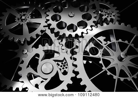 Technology Background From Siver Metal Gears.