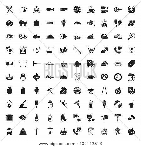 Food 100 Icons Set For Web