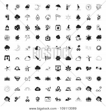 Weather 100 Icons Set For Web