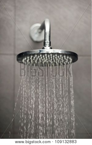 Shower head with water stream.