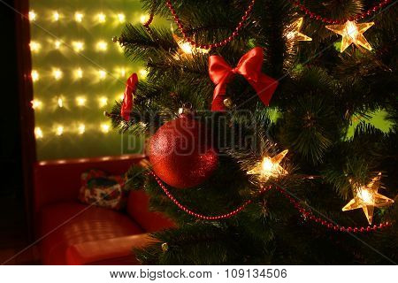 Christmas tree and baubles.